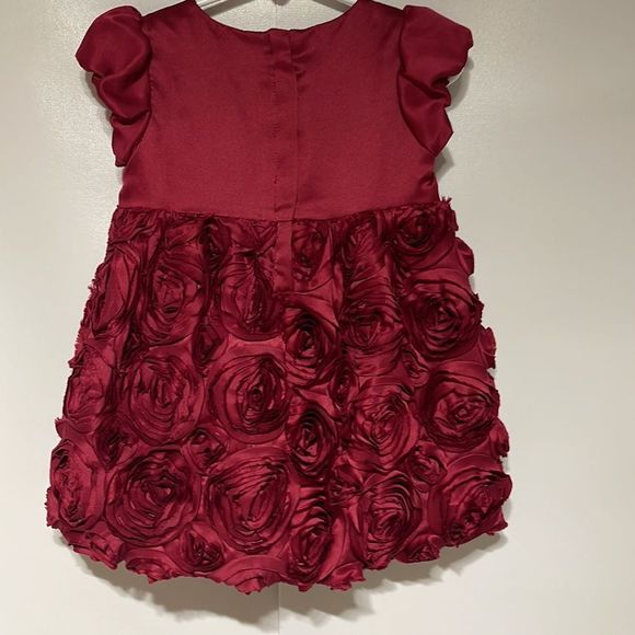 Rosette Burgundy Baby Girl Special Occasion Dress and Bloomers 18 months - Picture 10 of 13
